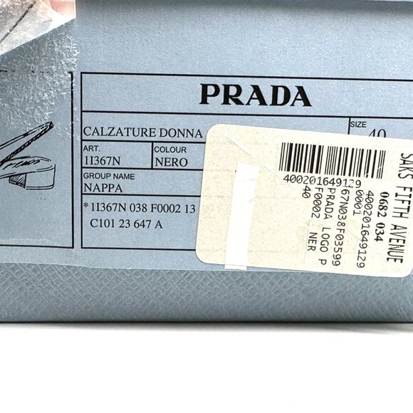 PRADA Triangle Logo Bow Leather Slingback Ballerina Pumps Heels Sandals - Picture 16 of 16